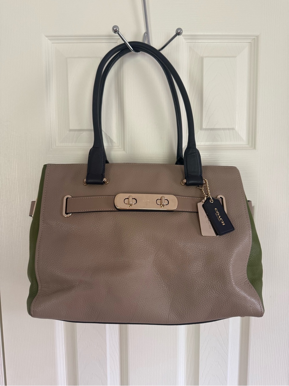 Coach Two-Tone Pebbled Leather Tote w/matching wallet
